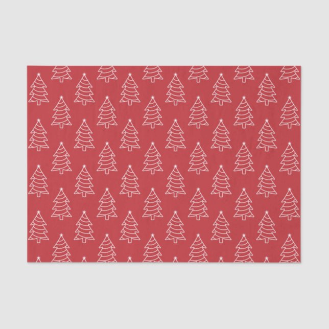 Christmas Tree Dark Red Background Tissue Paper (Front)