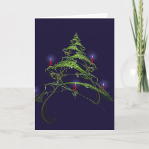 Christmas Tree Decorated With Candles Holiday Card