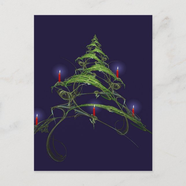 Christmas Tree Decorated With Candles Holiday Postcard (Front)