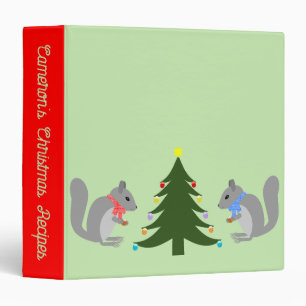 Christmas Tree Decorating Squirrels Custom Recipe Binder