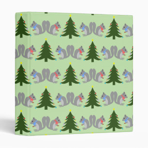 Christmas Tree Decorating Squirrels Patterned Binder