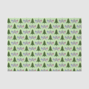 Christmas Tree Decorating Squirrels Patterned Tissue Paper