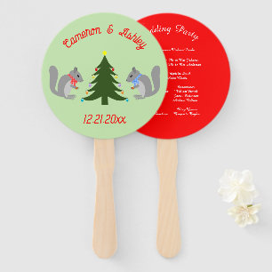 Christmas Tree Decorating Squirrels Wedding Hand Fan