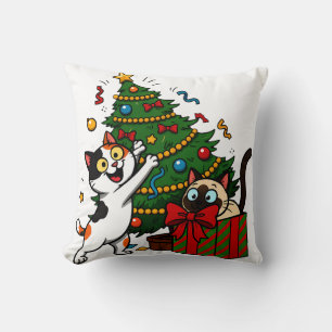 Christmas Tree Decorating Throw Pillow