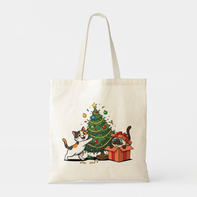 Christmas Tree Decorating Tote Bag (Back)