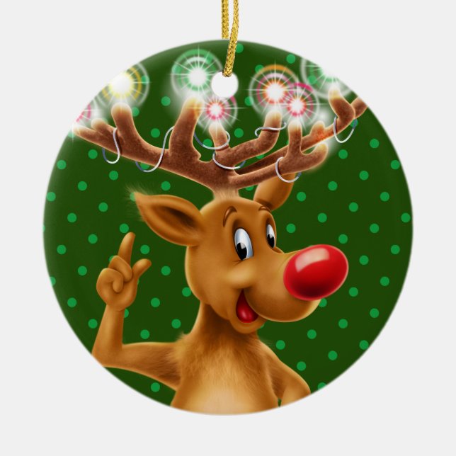 Christmas tree decoration Rudolph illuminated. (Front)