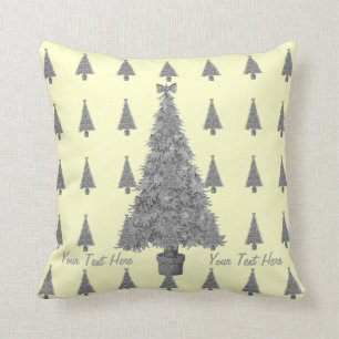Christmas tree decoration with red bows gold bells throw pillow