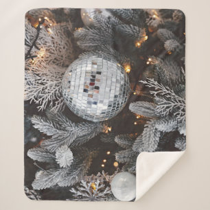 Christmas tree decorations, festive light backgrou sherpa blanket