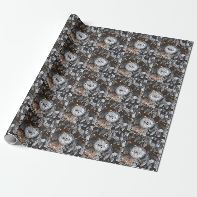 Christmas tree decorations, festive light backgrou wrapping paper (Unrolled)
