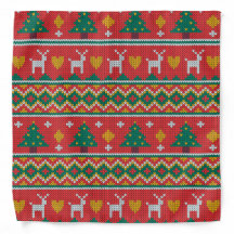 Christmas Tree Deer Dog Knitted Bandana  
