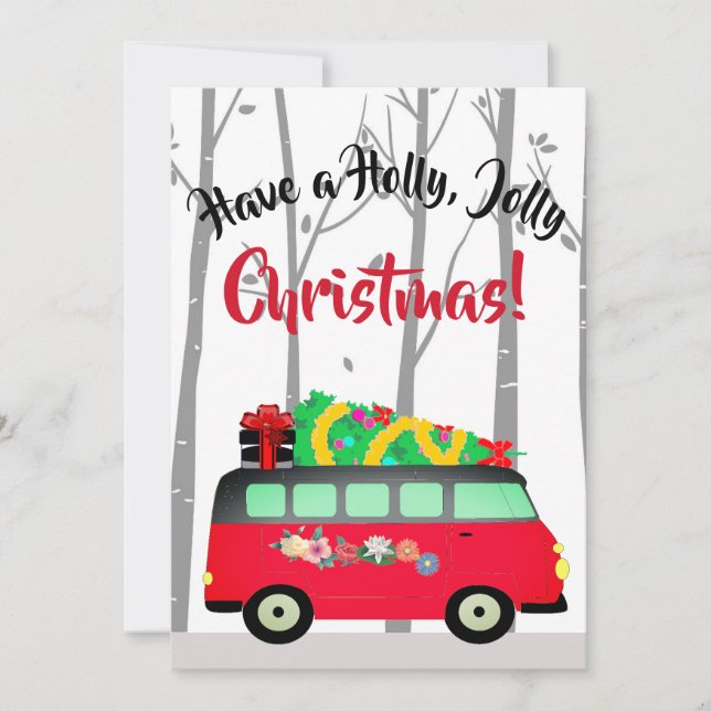 Christmas Tree Delivery Van Christmas Card (Front)