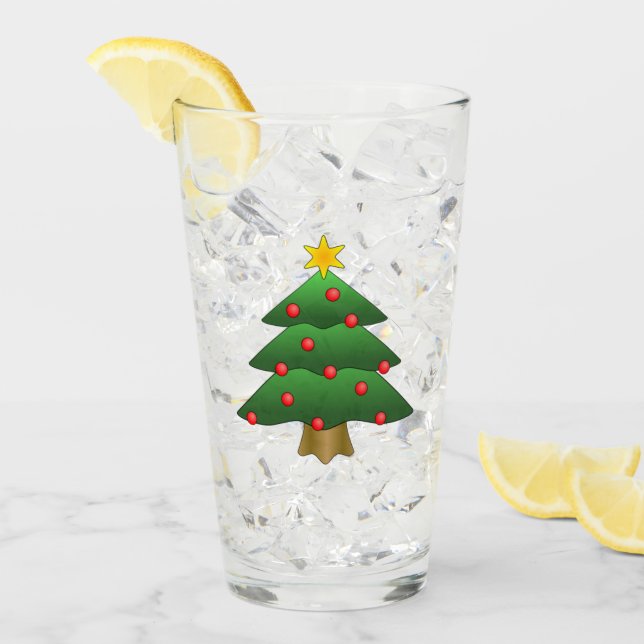 Christmas Tree Design Drinking Glass (Front Ice)