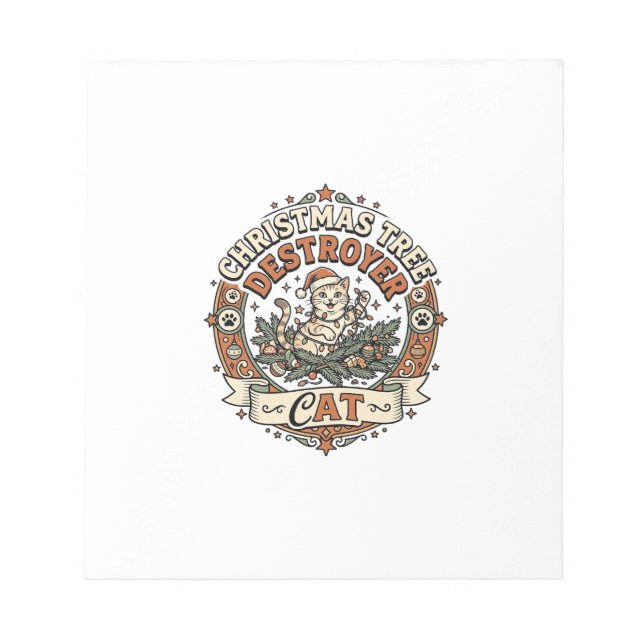 Christmas Tree Destroyer Cat Christmas Tree Destro Notepad (Front)