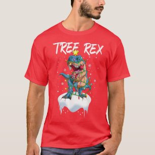 Christmas Tree Dinosaur Fairy Lights Snow Tree Re T-Shirt