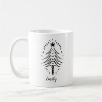 Christmas Tree Doodles Whimsical Ink Art Two-Tone