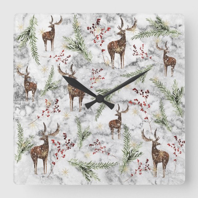 Christmas Tree Dot Art Square Wall Clock (Front)