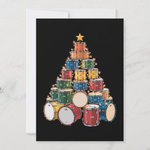 Christmas Tree Drummer Music Holiday Drum Band Card