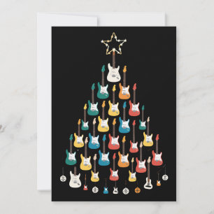 Christmas Tree Electric Guitars Xmas Lights Rock Invitation