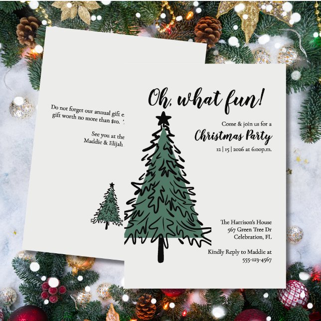 Christmas Tree Elegant Holiday Party Invitation (Creator Uploaded)