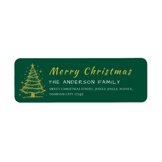 Christmas Tree Elegant Simple Return Address (Front)