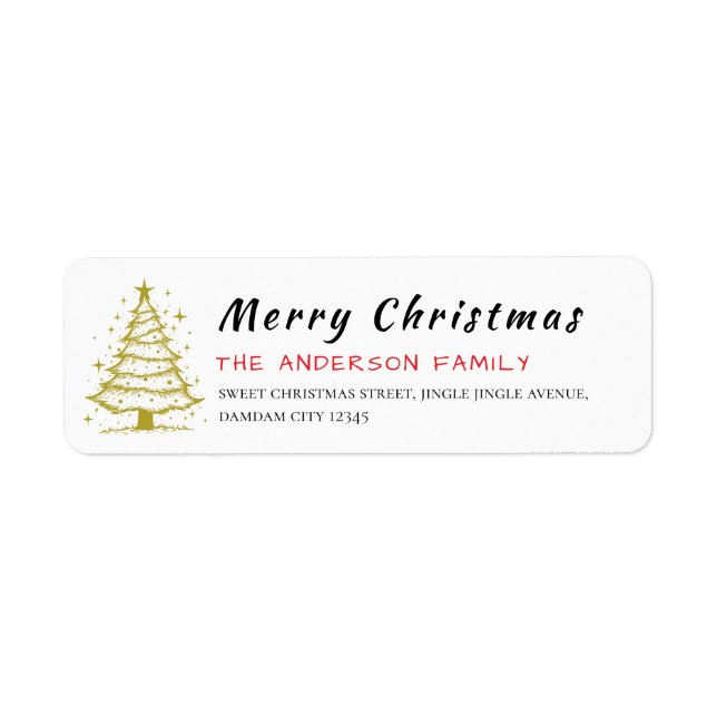 Christmas Tree Elegant Simple Return Address (Devant)