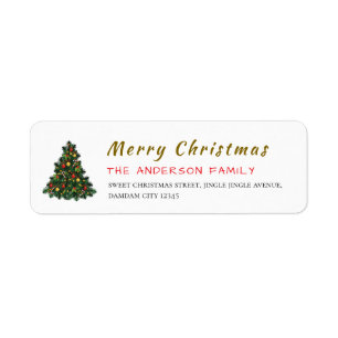 Christmas Tree Elegant Simple Return Address
