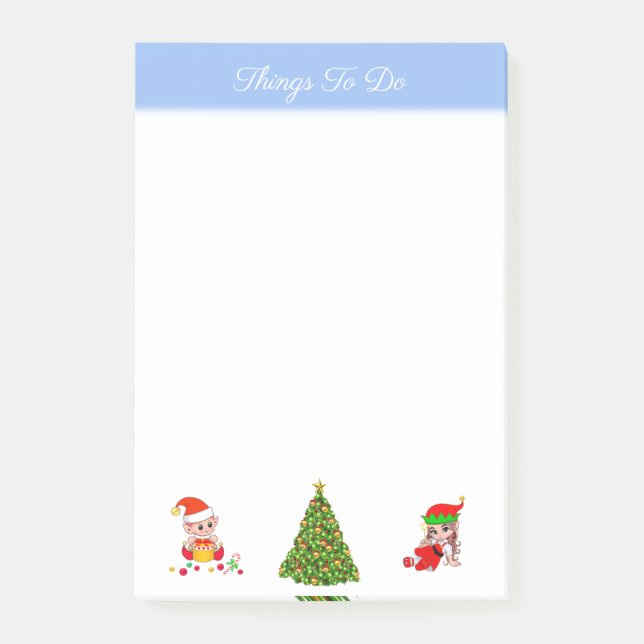 Christmas Tree & Elves Things To Do Post-it Notes (Front)