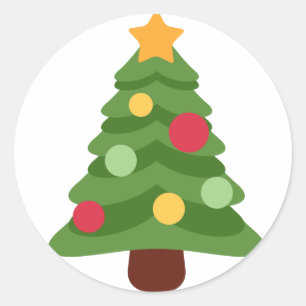 christmas tree emojis classic round sticker