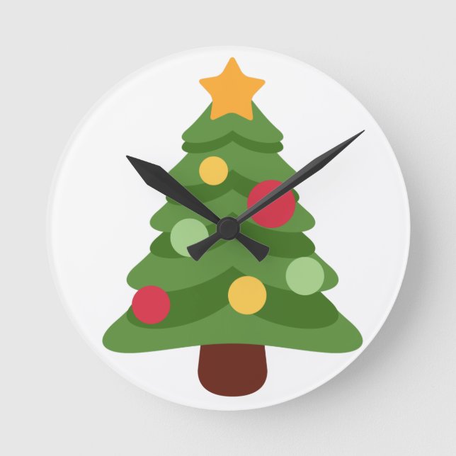 christmas tree emojis round clock (Front)