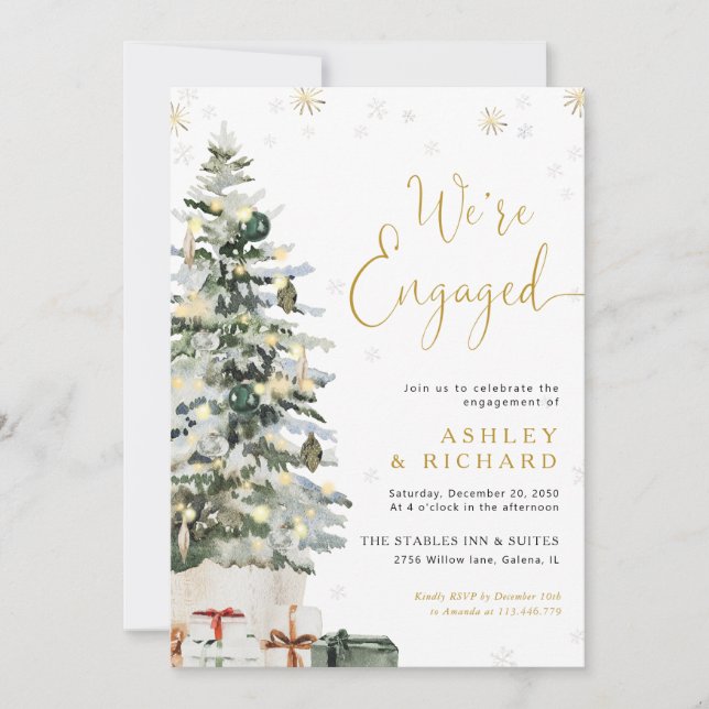 Christmas Tree Engagement Party Invitation (Front)