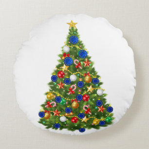 Christmas Tree - European Union Flag EU Euro - b Round Pillow