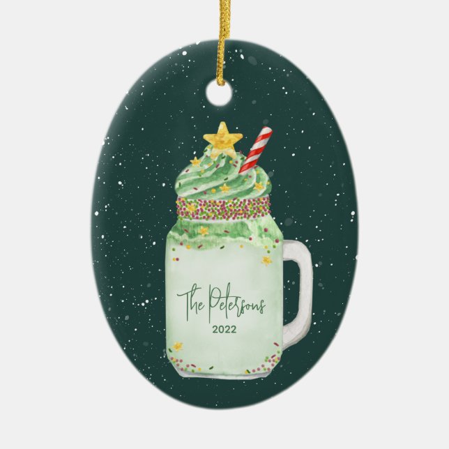 Christmas Tree Extreme Milkshake Holiday Ceramic O Ceramic Ornament (Front)