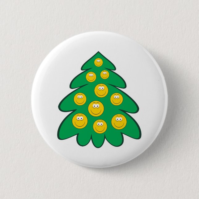 Christmas Tree Face 2 Inch Round Button (Front)