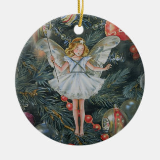 Christmas Tree Fairy Ornament, Personalized Ceramic Ornament