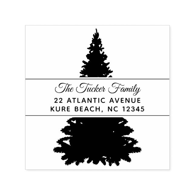 Christmas Tree Family Name Return Address Self-inking Stamp (Design)