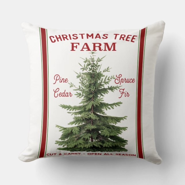 Christmas Tree Farm Farmhouse Throw Pillow (Front)