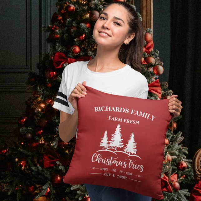 Christmas Tree Farm Holiday Decor Rustic Farmhouse Throw Pillow (Creator Uploaded)