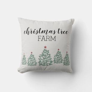 Christmas Tree Farm Illustration Holiday Throw Pillow