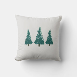 Christmas Tree Farm Illustration Holiday Throw Pillow