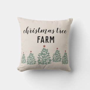 Christmas Tree Farm Illustration Holiday Throw Pillow