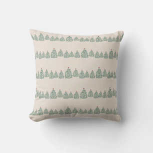 Christmas Tree Farm Illustration Pattern Stripe Throw Pillow