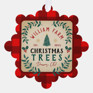 Christmas Tree Farm Pine Trees farmhouse style Ornament Card