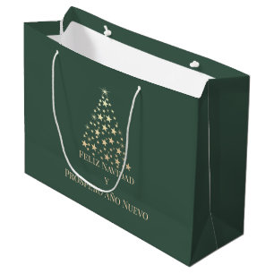 Christmas Tree Feliz Navidad y Prospero Año Nuevo Large Gift Bag