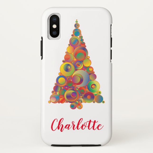 Christmas Tree Festive Chic Colourful Girly Case-Mate iPhone Case (Back)