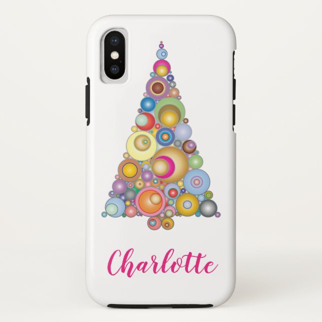 Christmas Tree Festive Chic Colourful Girly Custom Case-Mate iPhone Case (Back)