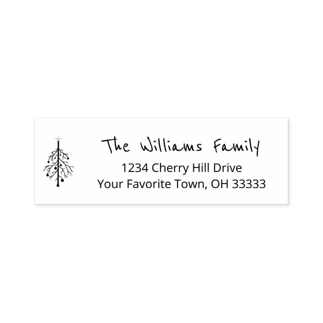 Christmas Tree Festive Return Address Self-inking Stamp (Design)