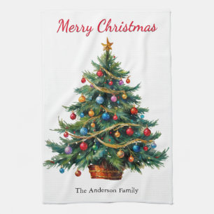 Christmas Tree Festive Winter Holiday Personalized Kitchen Towel