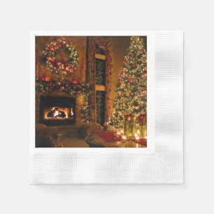Christmas tree fireplace napkin