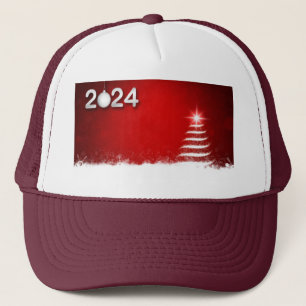 Christmas Tree Flashing Red Colour background-Cap Trucker Hat