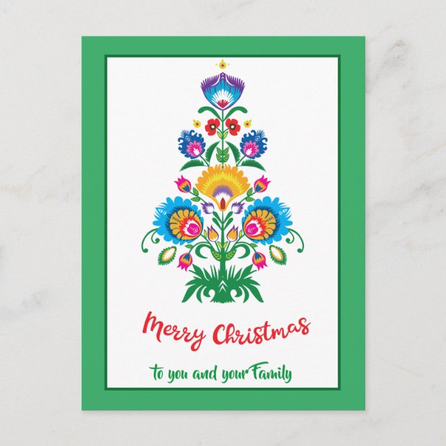 🎄Christmas tree folklore green Holiday Postcard (Front)